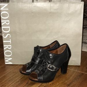 Naya block heeled peep toe booties